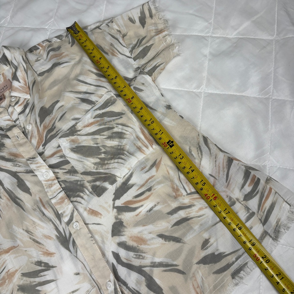 Philosophy XS‎ Abstract Palm Print Button Shirt Raw Hem Short Sleeve Rayon - Picture 10 of 13